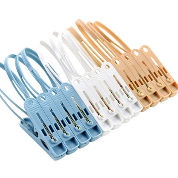 12-pack Plastic Clothes Pegs, Windproof Clothes Hanger Clips, Non-slip Laundry Clips, Drying Clips with Robust Steel Spring