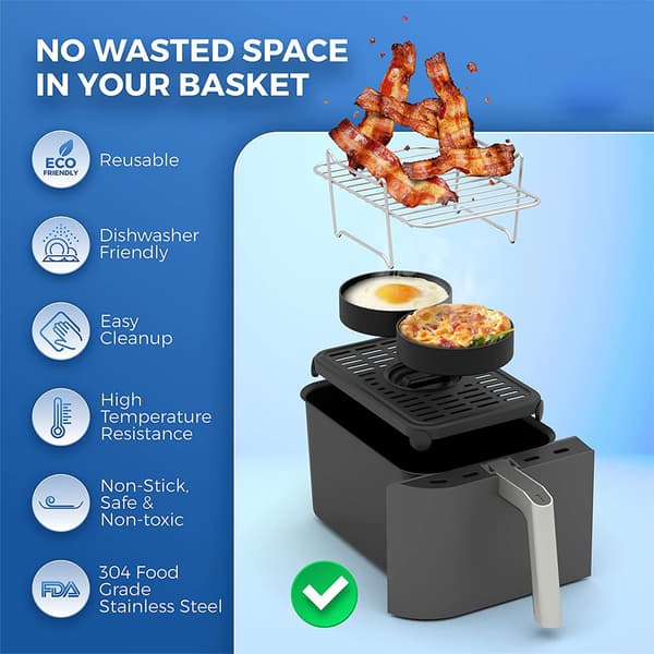 Airfryer-stativ i rustfrit stål, multifunktionelt tørrestativ i flere lag A