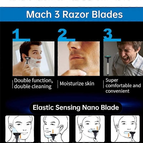 24 stk. barberbladspatroner, manuelle Mach 3 barberbladspatroner til Mach 3 herrebarberblade