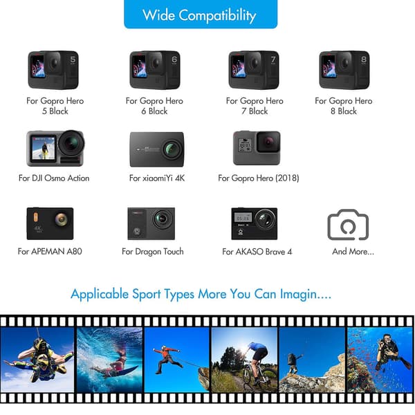 Andoer 48-in-1 Action Camera Accessory Kit Sports Camera Accessories Set Replacement for GoPro Her