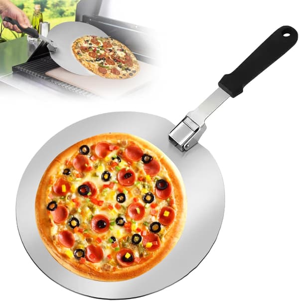 12\" Rund Pizzaspade i Rustfritt Stål med Sammenleggbart Håndtak for Pizza, Brød, Deig, Bakverk