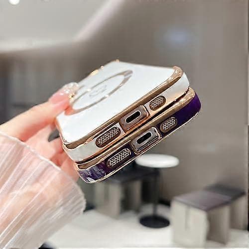 Case for iPhone 16 6.1  \" [MagSafe Compatible] Cute Plated Love Pattern Case with Camera Protection, Soft Shockproof TPU Bumper Cover