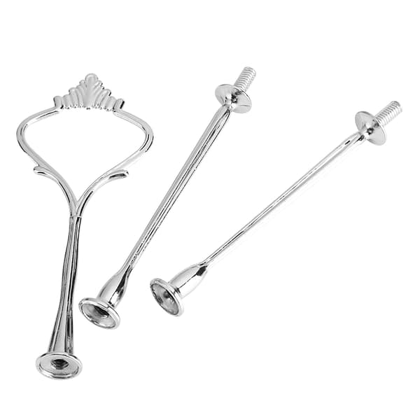 Multi-tier Cake Stand Handle Fruit Plate Fittings Holder (3-tier Crown Silver)