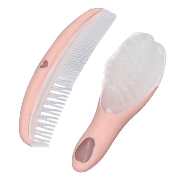 Baby Brush and Comb Set Cute Pink Small Compact Lightweight Portable Soft Comfortable Massage Tool for Infants