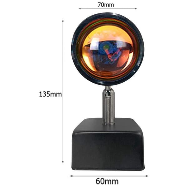 Solnedgangsprojektionslampe LED-natlys projektor, USB-fotograferingslys 180° rotation til soveværelsesstudieindretning