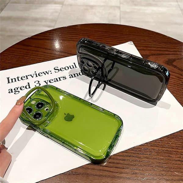 Ownest Compatible with iPhone 13 Pro Max Case with Clear Stand Creative Protective Design Case with Camera Holder for TPU Slim Shockproof Cool Pho