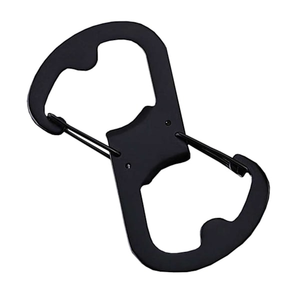Musta avaimenperä karabiinilla ja pullonavaajalla