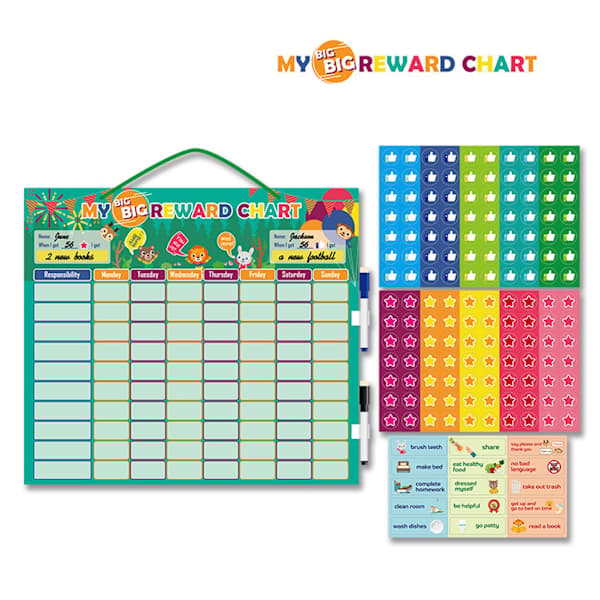 Magnetisk belønningskort til børn, bred magnetisk kalender med whiteboardpenne og adfærd