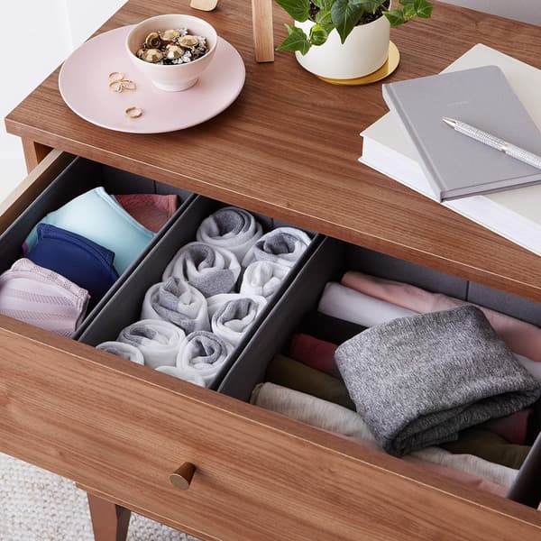 Foldbare Opbevaringskasser/Rumdelere til Garderobe, Soveværelse eller Køkken, Sæt med 6, Grå