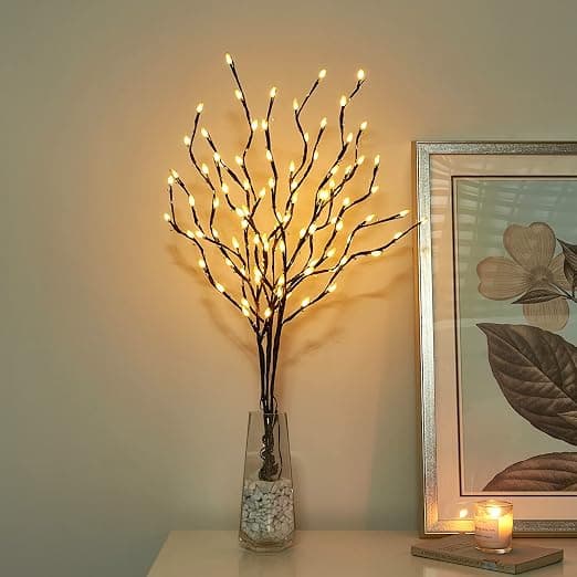 Lys 77 cm 3-pak kvistgrene med 90 LED-grenlys Vandtæt adapter-FA-