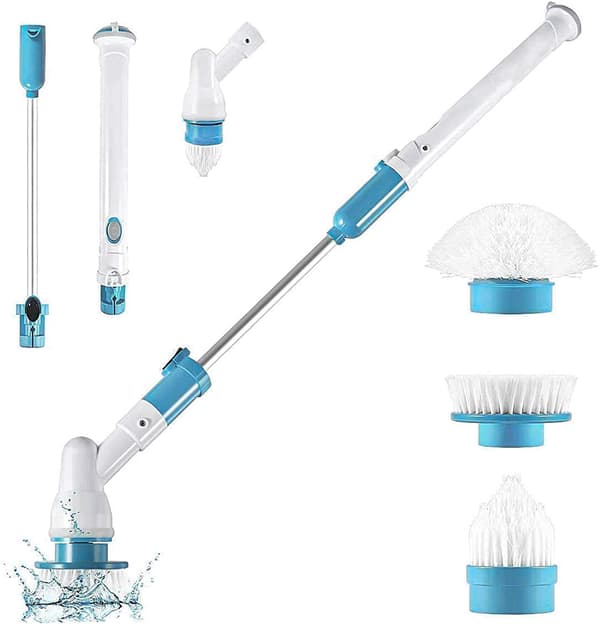 Cordless Multifunctional Electric Cleaning Brush Handheld Brush Long Telescopic Self-Rotating Handle Bathroom Brush