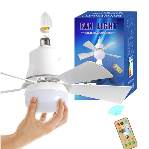 Ceiling Fan with Lighting and Remote Control, E27 Ceiling Lamp with Fan, 3 Speeds and 3 Colors, 30W Dimmable for Bedroom