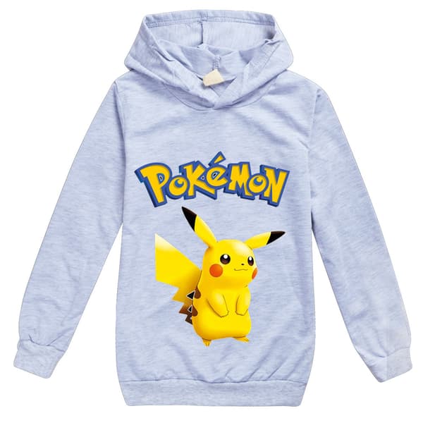 Pikachu tegneseriefigur trykt klær, langermet hettegenser for barn - Grå - 160 cm