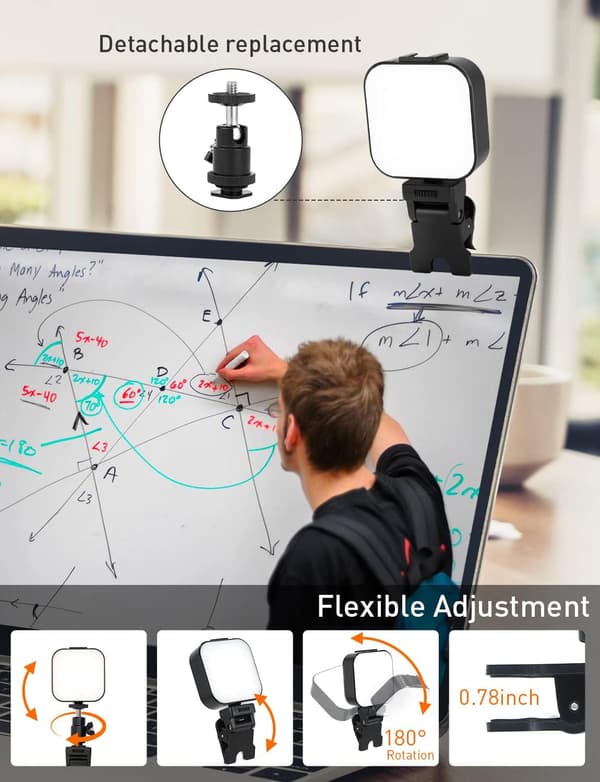 64 LED Genopladeligt Selfie-lys - 5 Belysningstilstande Telefon Ringlys Mini Bærbart Clip-on Fyldlys