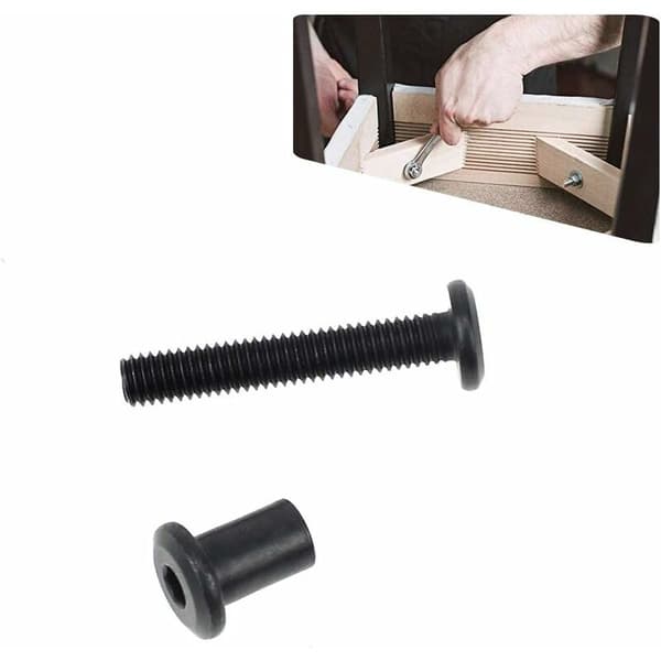 M6 x 35 mm Binding Bolts with Matching Nuts, Round Hex Socket Head Sleeve Nut in Black Carbon Steel, Suitable for Leather Bag or Belt, 10-Pack