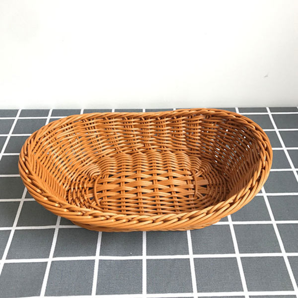 Oval Flätad Korg i Wicker Rustik Stapelbar Frukt Snacks Serveringskorg För Kök Restaurang Medium Medium