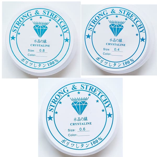 3 spoler elastisk bånd til armbånd, 0,4 mm 0,6 mm 0,8 mm elastisk klar smykketråd rivefast transparent perletråd smykketråd til