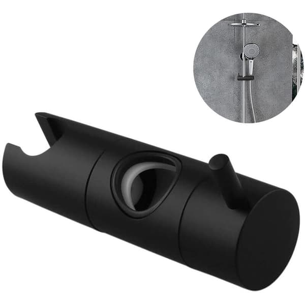 Universell dusjhodeholder, justerbar dusjholder, 360° roterende dusjhodeholder for skinne, galvanisert svart, 19 mm