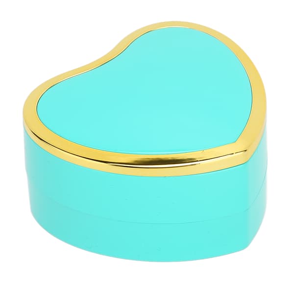 Heart-shaped Ring Box Elegant Stylish Jewelry Display Gift Box with LED Light for Engagement Wedding Cyan