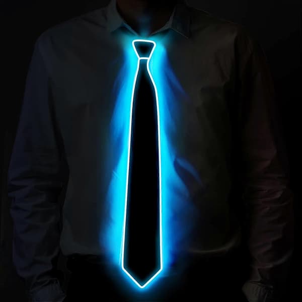 Lysende Slips, LED Lysende Slips for Menn med Strømkabel, Justerbare Lysende Slips, Kostymetilbehør for Fest, Bar, Skole. (blå)