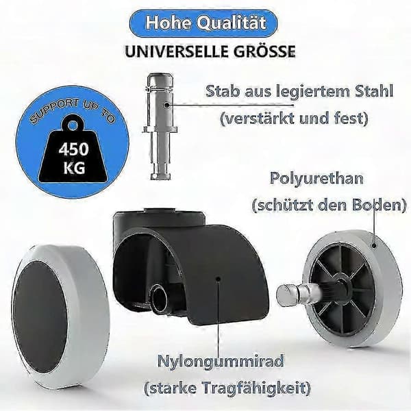 5-pakning kontorstolhjul 11mm/22mm erstatning for harde gulv - Gaming- og svingstoler