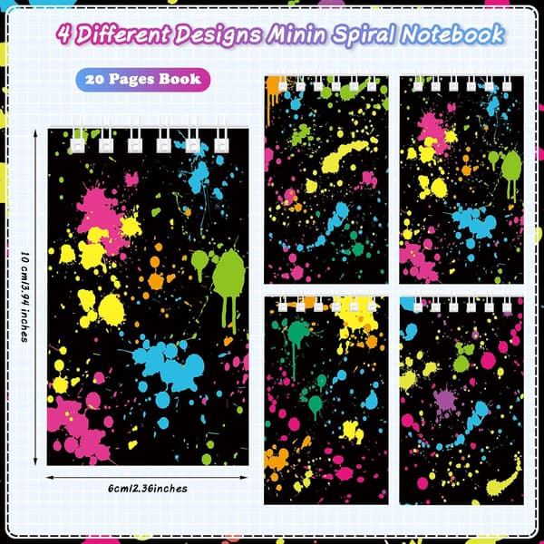 24 stykker Mini Neon Notesbøger Bulk Glow Party Spiral Notesblokke -