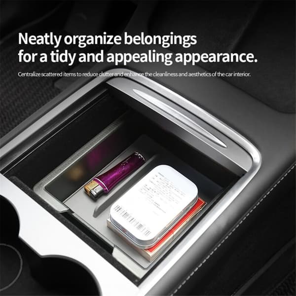 For Model Y 3 2021-2023 Car Center Console Armrest Storage Box Organizer Transparent Interior Accessories