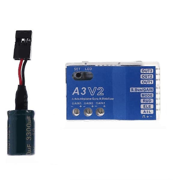 3-akset gyro A3 V2 flykontrollstabilisator for RC-fly med faste vinger