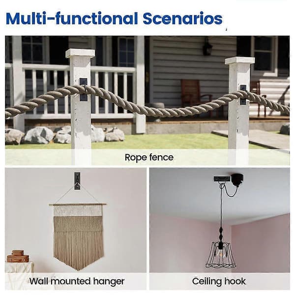 5-pack Black Decorative Rope Ring Supports Holder for Rope Fence Stair Deck Railing Wall Mounted