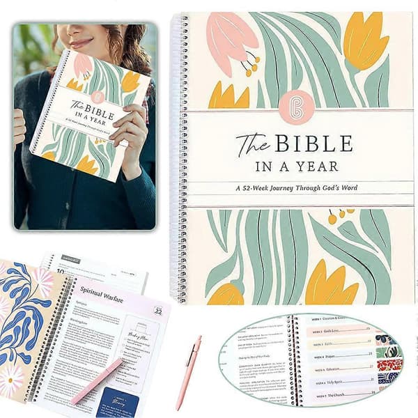 Christian Bible Study In One Year A 52-Week Planner Daily Devotional, Year-Round Scripture Journal for Adults, Teens, & Spiritual Growth [DB]