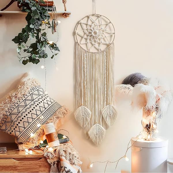 Dream Catcher with Braided Feathers 30 * 85cm, Braided Feathers on the Wall, Handmade, Bohemian