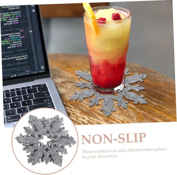 12 stk Jul Snøfnugg Brikker Skrivebordskopp Matte Julebord Koppholder