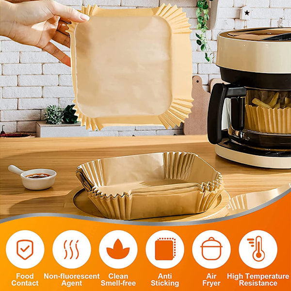 50/100 kpl Airfryer-setti Airfryer Uuni Leivinpaperi Keittiötarvikkeet Pyöreä Round 100pcs