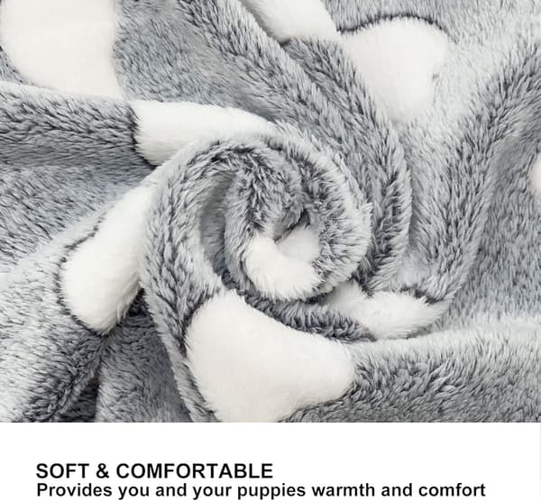 3-pak hvalpetæpper superbløde varme sovemåtter grå søde trykte fluffy fleecetæpper til små hunde katte, (23\"x15\")