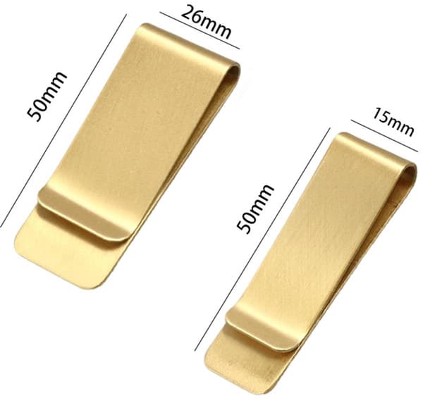 Pengeclips, minimalistisk pung, kortholder i metal, rustfrit stål guld, 4 dele