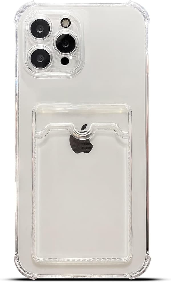 Suitable for iPhone 16 Pro Max mobile phone case, transparent protective case with card slot, ultra-thin anti-fall soft