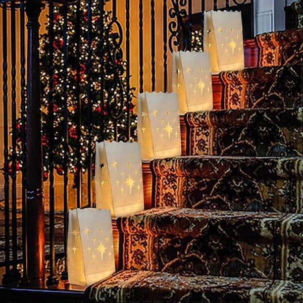 50 stk Flammesikre Lyslykter, Stjernedesignede Luminarier for Bryllup, Fest