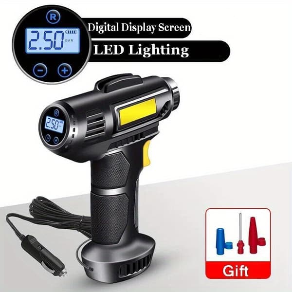 Däckpump Bärbar Luftkompressor, 150 PSI Handhållen Luftpump för Bildäck 12V Biladapter, Digital Display, för Boll, Motorcykel, (FMY) 1 Set 1 Set