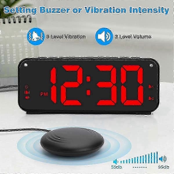 Loud Alarm Clock for Heavy Sleepers Adults, Dual with Bed Shaker, for