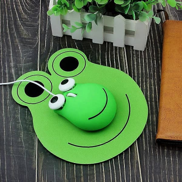 USB Wired Mouse, Wired Small Computer Mouse for Kids, Cute Animal Shaped Frog Shaped Wired Computer Mouse, Wired Mouse, Laptop-Green