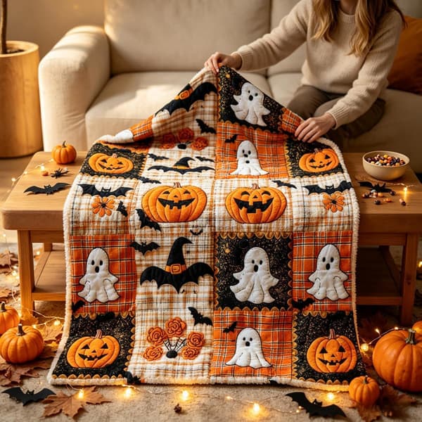 Halloween-tema tæppe i flannel, blødt, let, med græskar- og 150x200cm - 150x200cm