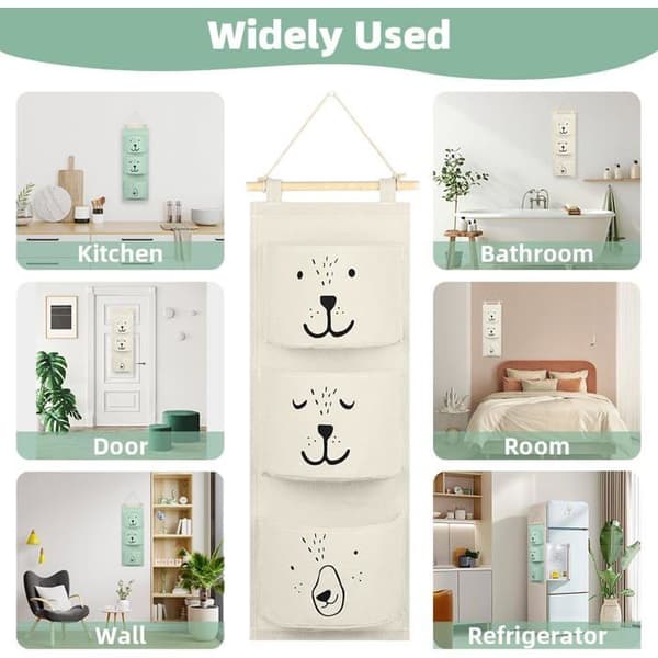 Hanging Storage, Fabric Wall Organizer for Over the Door, Stackable 3-Layer Hanging Bag, Waterproof Large Pocket Organizer