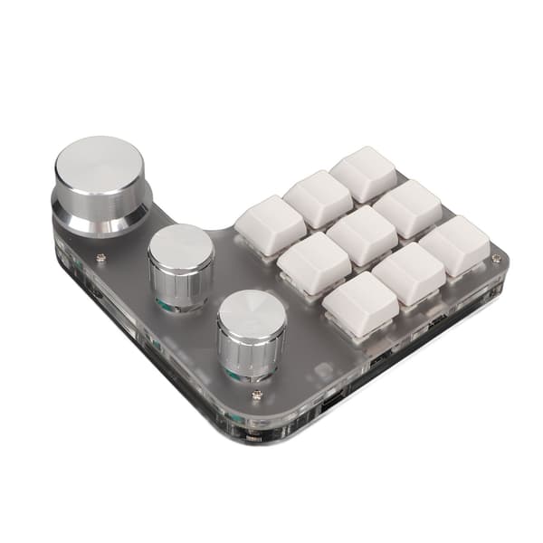 Mini programmerbart RGB-tangentbord 9 tangenter 3 rattar Anpassat makrotangentbord för datorspel vitt