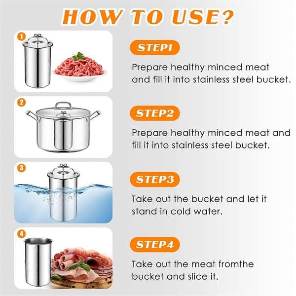 Meat Press Stainless Steel Ham Press with Thermometer Sandwich Deli Meat Press Bacon Ham Press for Making
