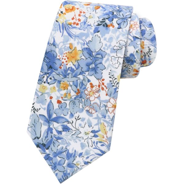 Slipsar för män, blommig smal bomullsslips för män Bröllopsblomslips-19 - Flowertie-19