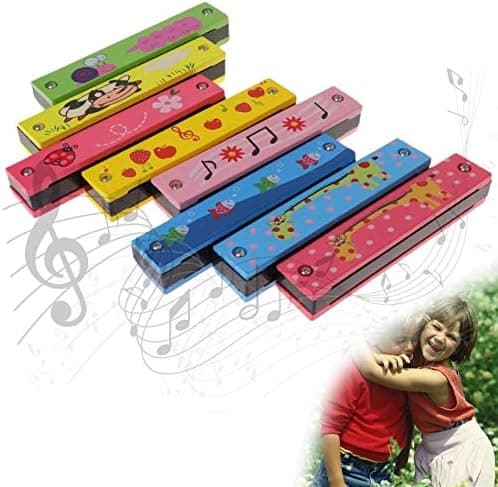 12 Random Styles Kids Harmonica, Double Row 16 Holes Lightweight Cartoon Harmonica, Musical Instrument Toy for Beginners