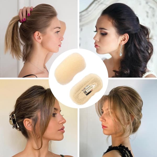 Usynlig fluffy hårklemme, 2 deler, for perfekte puff- og knullfrisyrer, for kvinner og jenter, beige