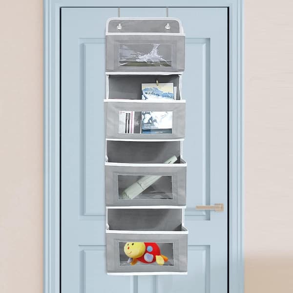 Door Over the Door Organizer, 4 Pockets Foldable Fabric Hanging Organizer
