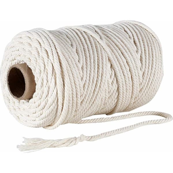 Jute bomullsgarn 4 mm x 100 m, 100 % naturbomullssnor, dekorativ