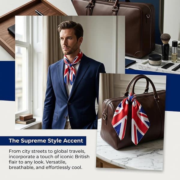3 stk. trykt halstørkle for kvinner med Union Jack-mønster, polyester, universal passform, lett, sammenleggbar, britisk stil for fest og hverdag -